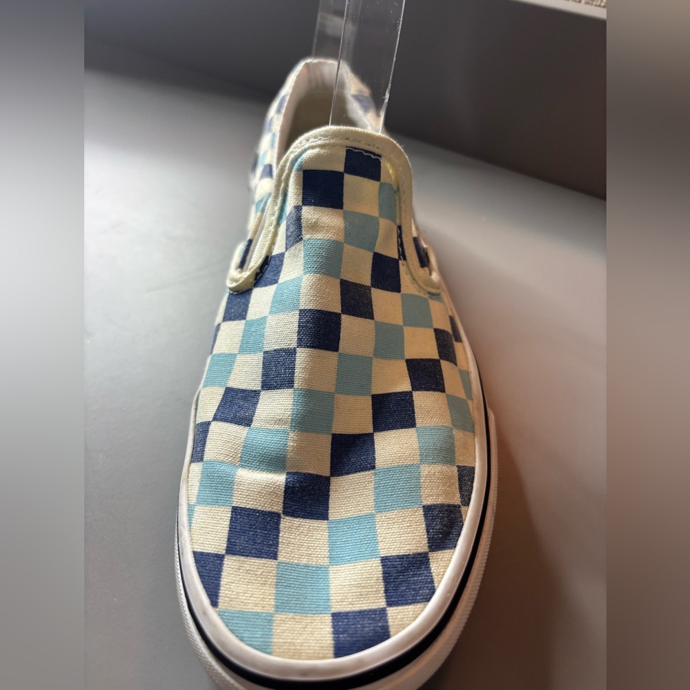 Vans 2 Tone Blue Checkerboard Slip On Sneakers Men 6 Women 7.5 Beach Surf - Picture 10 of 10